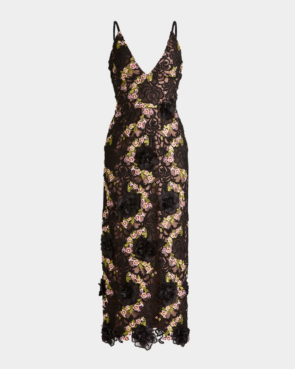 Norah Floral Lace Column Midi Dress